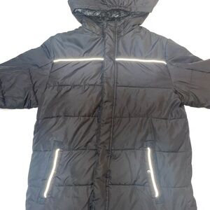 Swiss Tech Black Puffer Jacket for Kids, Size XXL, with Soft Lined Hoodie